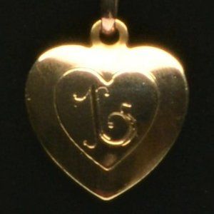 9K Gold Heart Pendant initialed "L" Necklace - Vtg